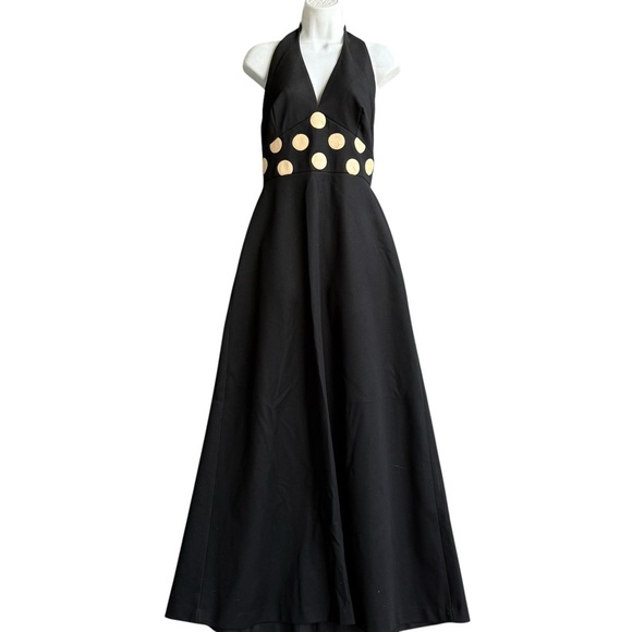 GAY GIBSON Dresses & Skirts - Vintage 60s GAY GIBSON Halter Maxi Dress Women's S Polka Dot Black
